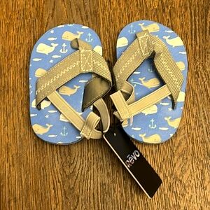 Revo Infant Sandals, Size 2 (3-6 Months). Gray/Blue/White. Whales Design. NWT.